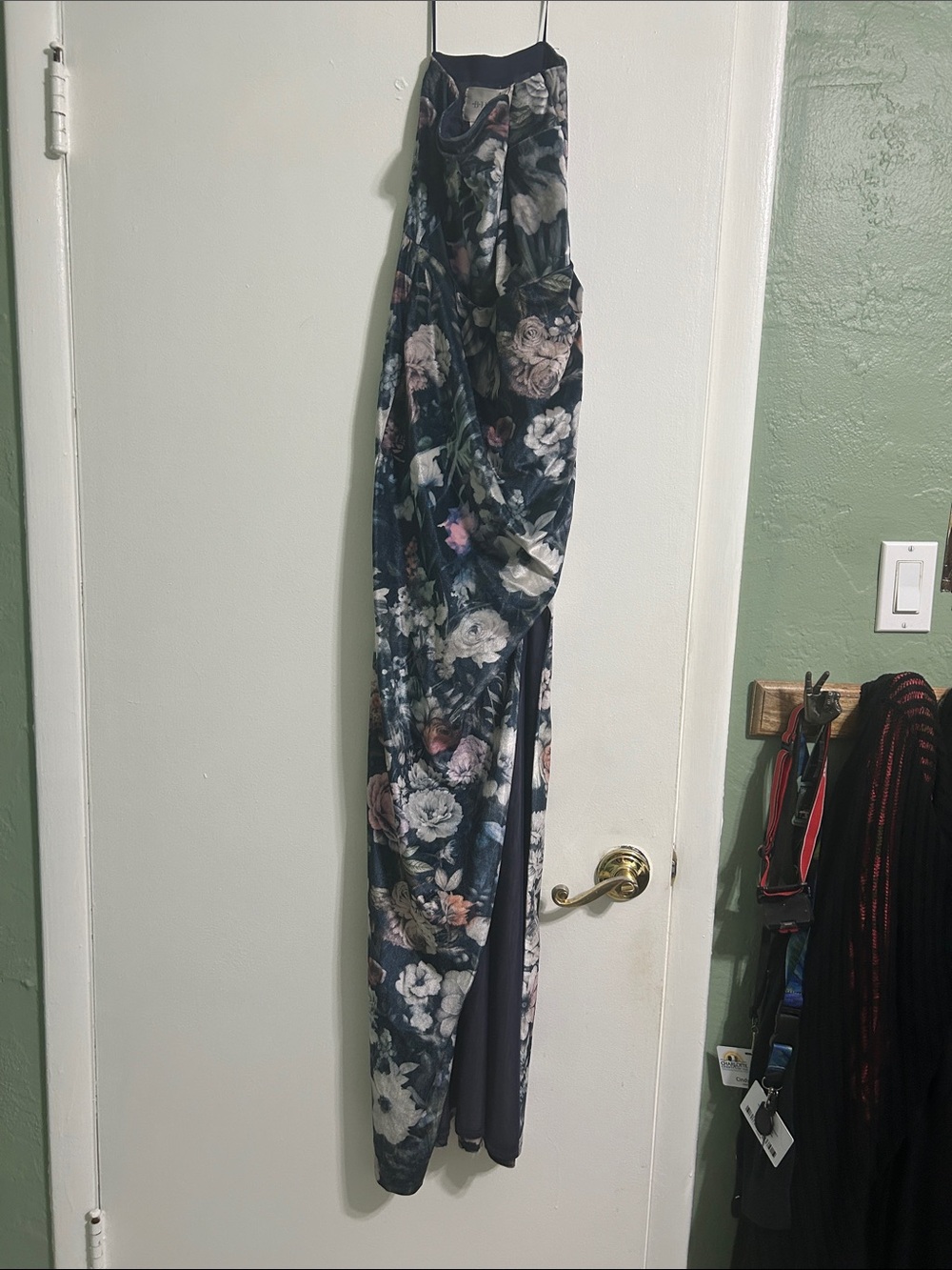 BHLDN Navy Floral Slip Dress with Silver-Gray Bloom